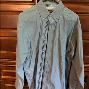 Ariat Men's Teal Green Button-Down Long Sleeve Western Shirt in Green Check